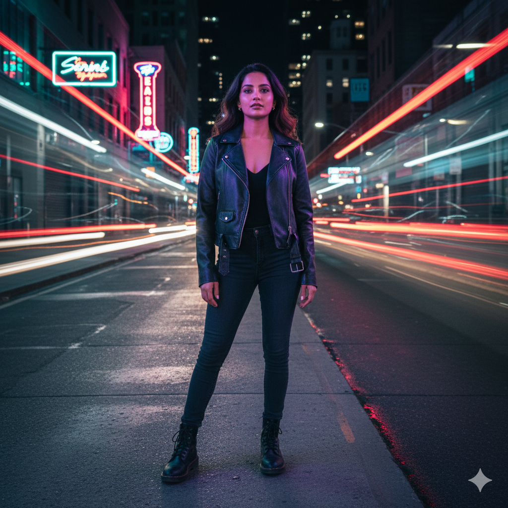 Urban Neon Night Portrait