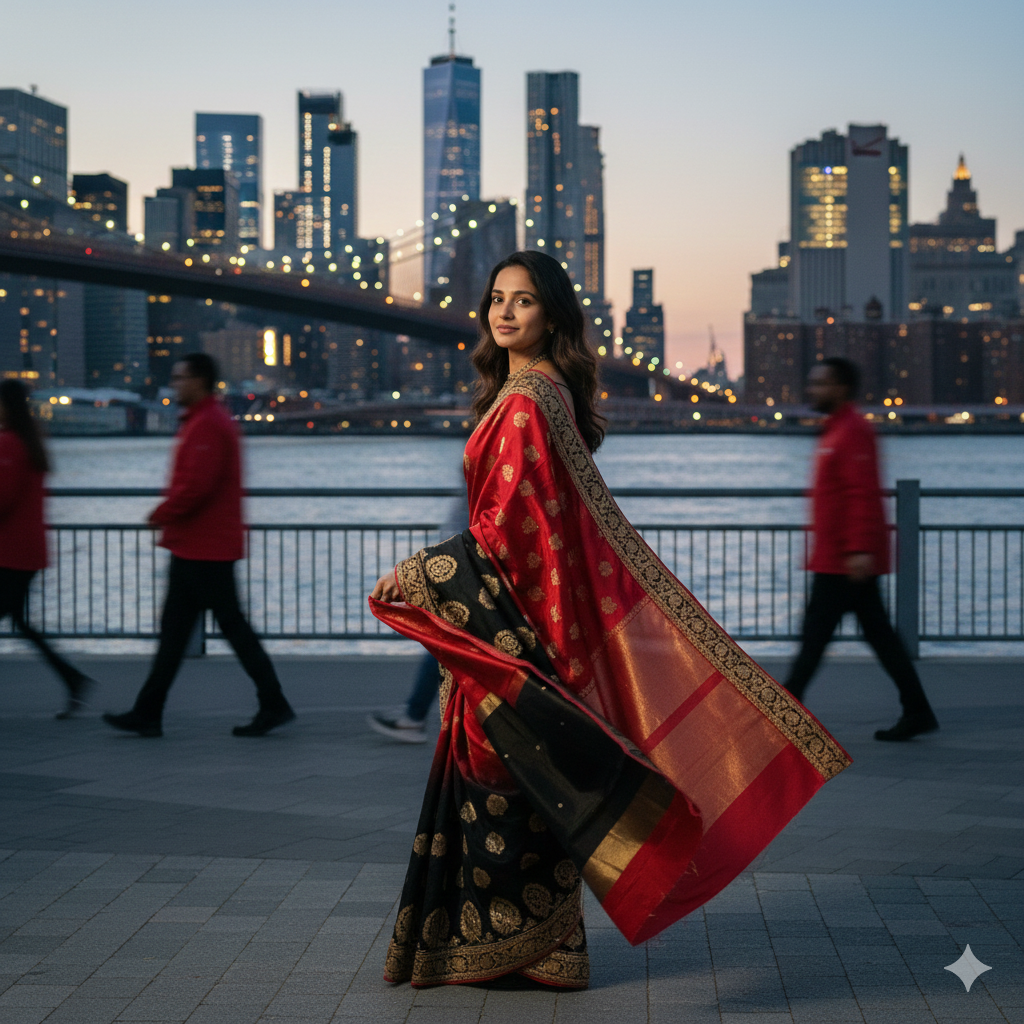 Cinematic Street Saree Portrait
