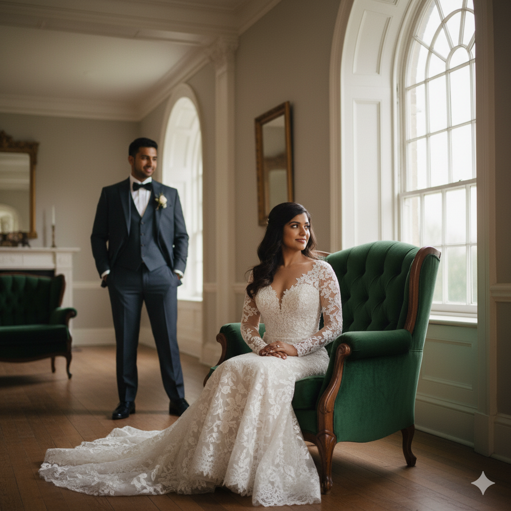 indoor bridal portrait