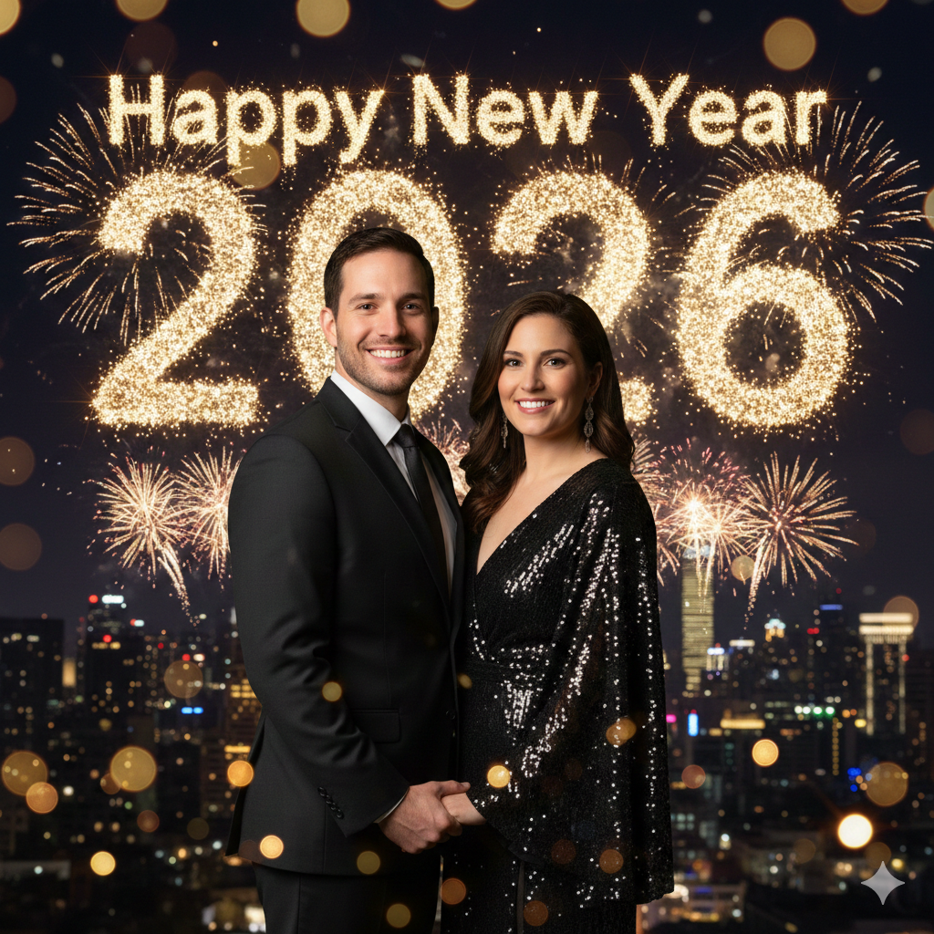 New Year 2026 couple portrait