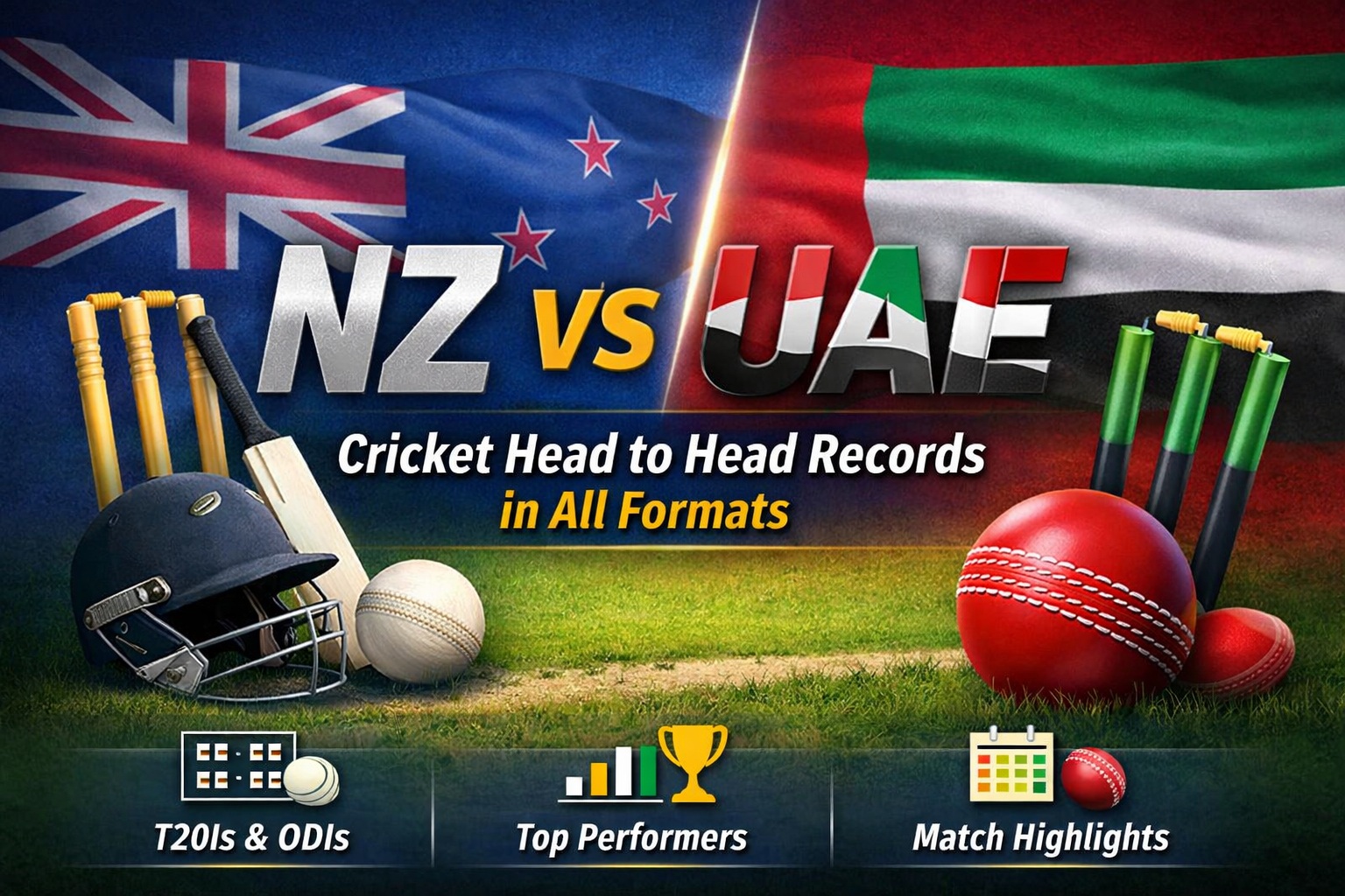 NZ vs UAE Cricket Head to Head Records in All Formats