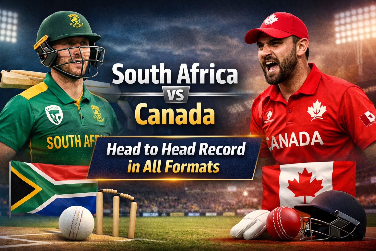 South Africa vs Canada Head to Head Record in All Formats