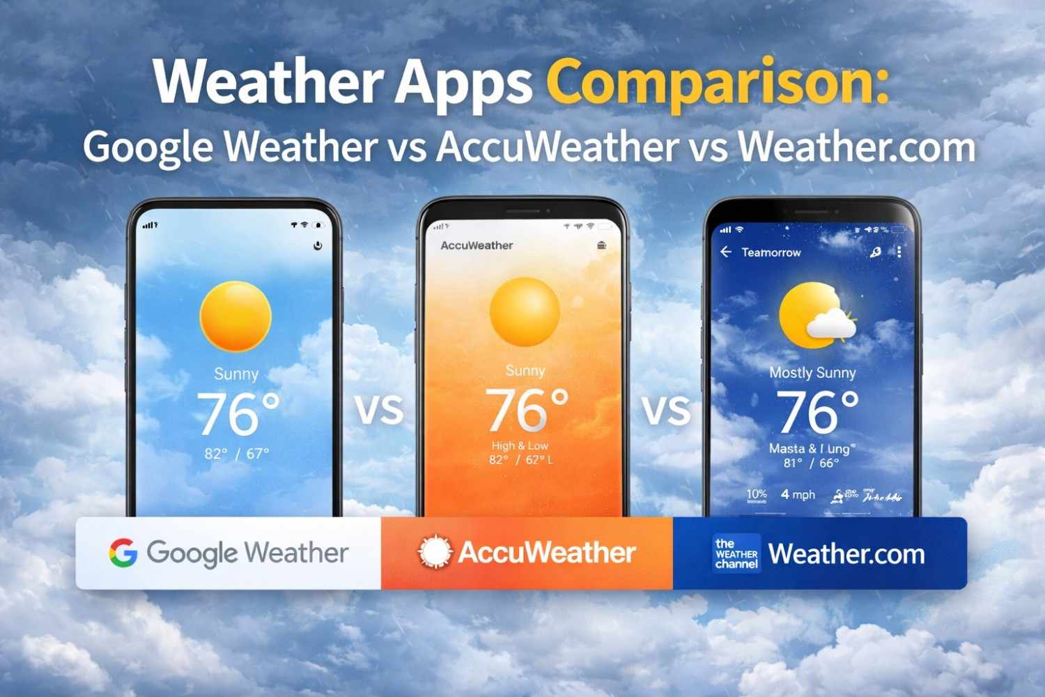Weather Apps Comparison Google Weather vs AccuWeather vs Weather.com